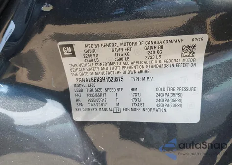 2017 Chevrolet Equinox Ls from USA, damaged, VIN 2GNALBEK3H1528575